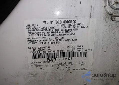 2018 Ford Ecosport Se from USA, damaged, VIN MAJ3P1TE9JC239476